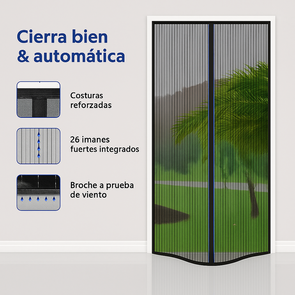 Breezly - Cortina Magnética Antimosquitos para Puerta (1m x 2.1m)