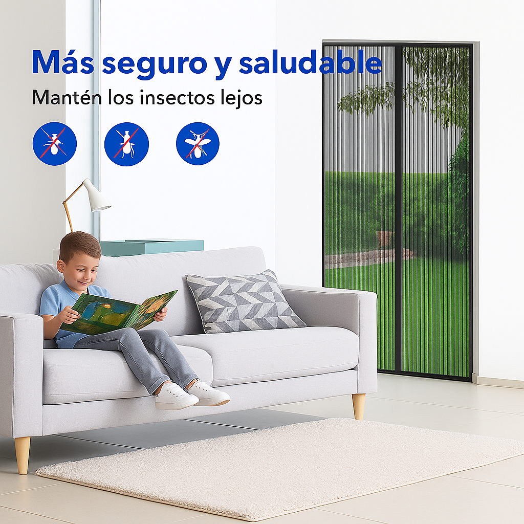 Breezly - Cortina Magnética Antimosquitos para Puerta (1m x 2.1m)