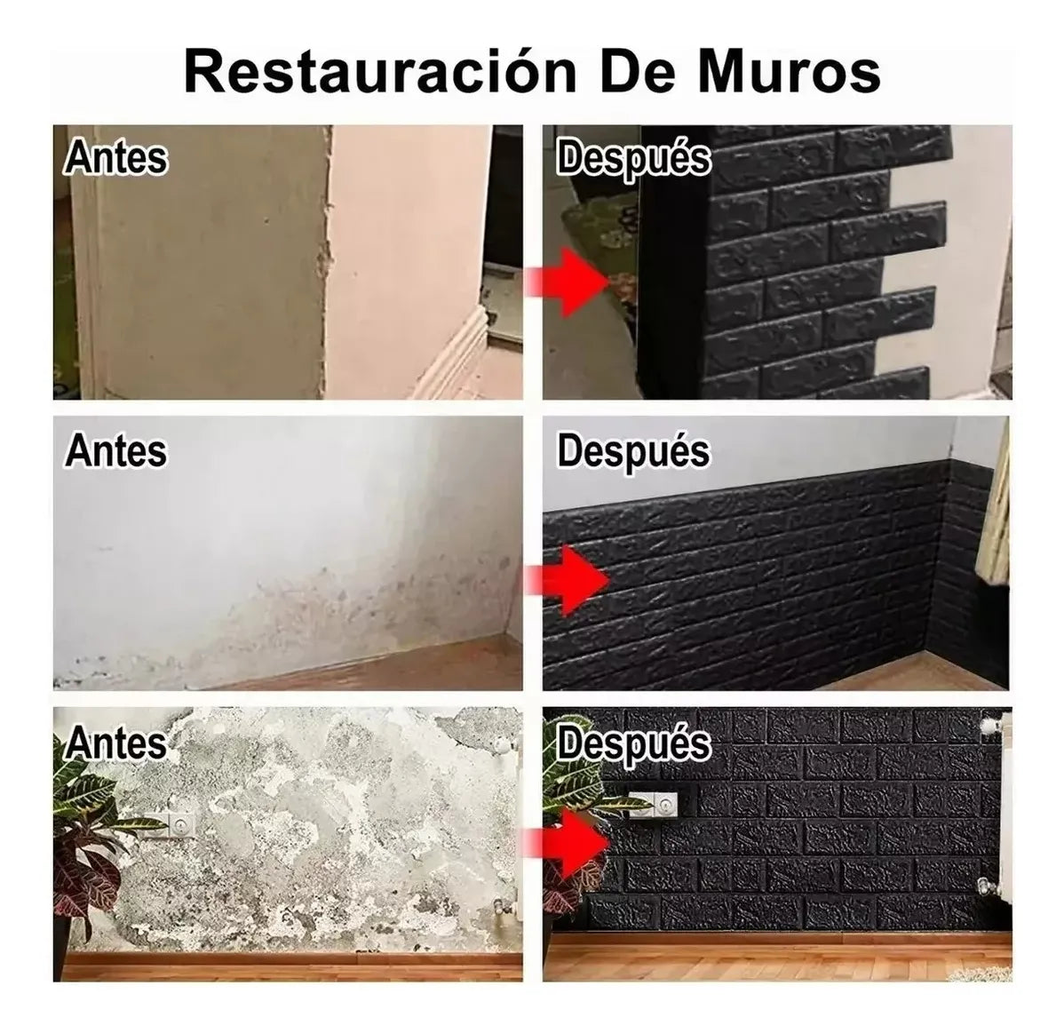 EasyBrick - Paneles 3D Autoadhesivos Efecto Ladrillo (20 pzs)