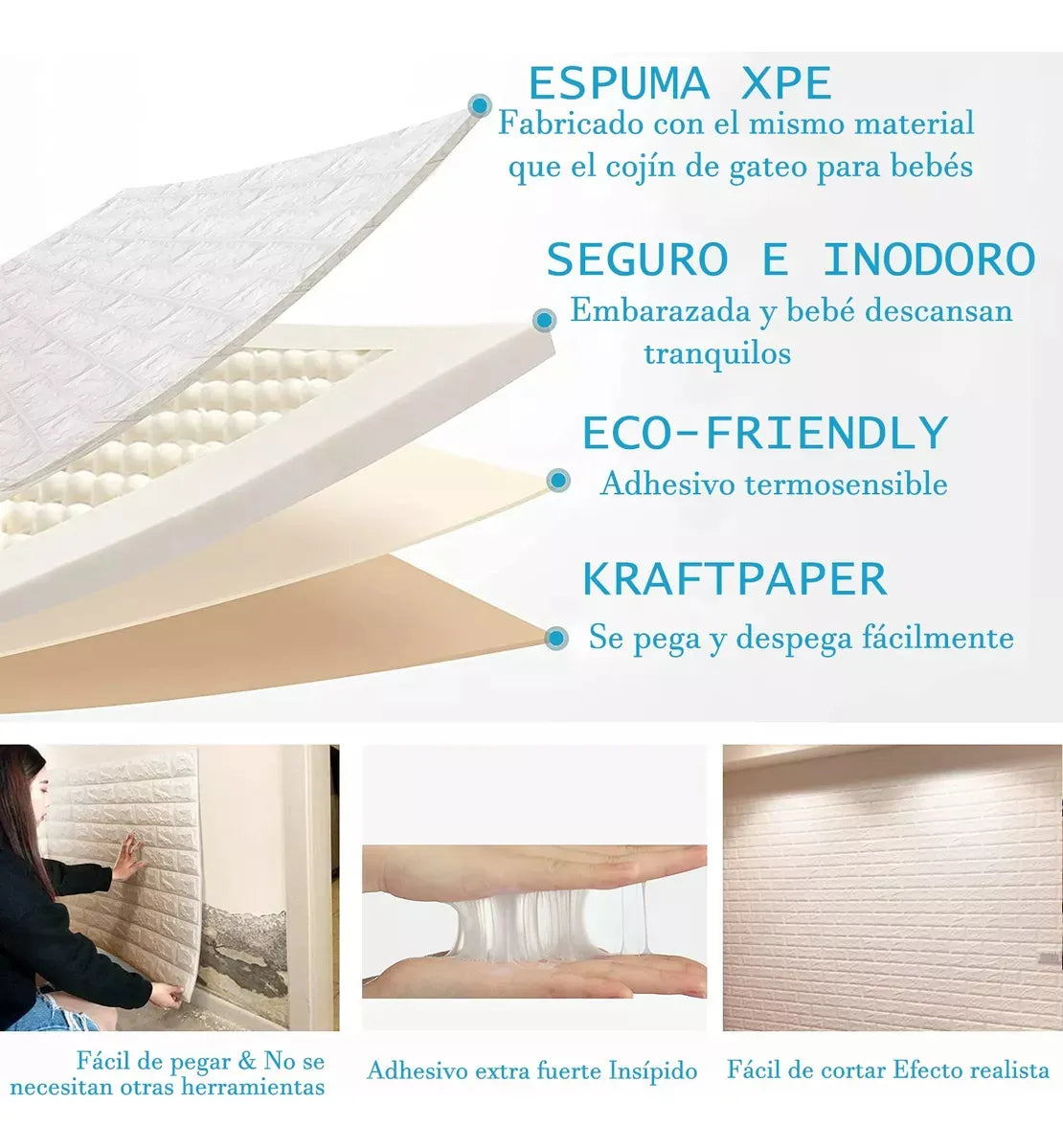 EasyBrick - Paneles 3D Autoadhesivos Efecto Ladrillo (20 pzs)