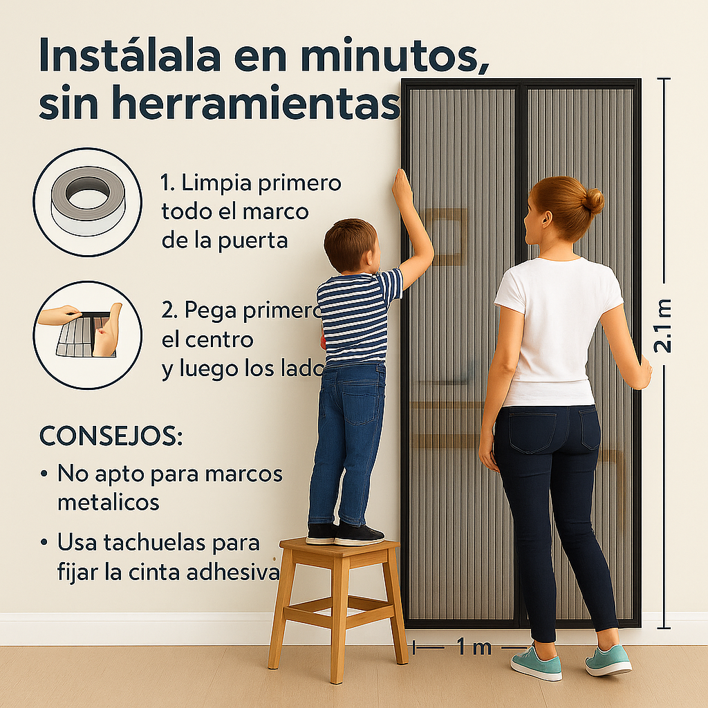 Breezly - Cortina Magnética Antimosquitos para Puerta (1m x 2.1m)