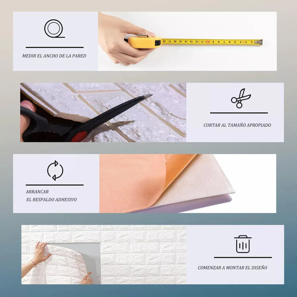 EasyBrick - Paneles 3D Autoadhesivos Efecto Ladrillo (20 pzs)