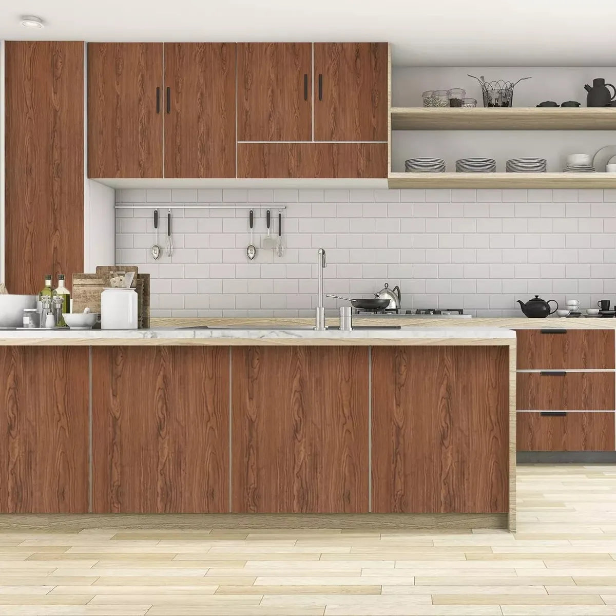 Woodyfi Papel Tapiz Autoadhesivo Madera – 10 m x 45 cm