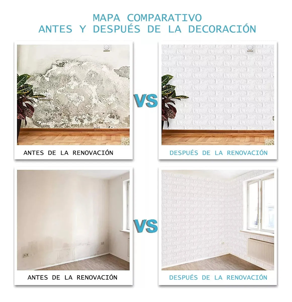 EasyBrick - Paneles 3D Autoadhesivos Efecto Ladrillo (20 pzs)